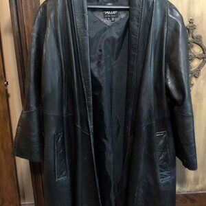 Pelle Women’s Genuine Black Leather Swing Coat Open Front Size  L/XL